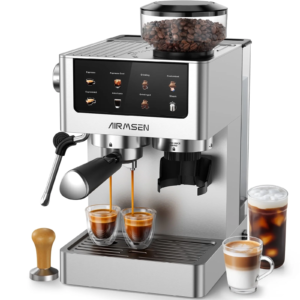 Wejox© BrewMaster – All in One Coffee Maker - Espresso Machine with Grinder & Cold Brew - Stainless Steel