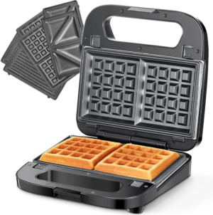 Wejox 3-in-1 Waffle, Grill, Sandwich & Panini Press Maker