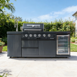 Wejox© ChefPro - 85-Inch Premium Outdoor Grill Island with Refrigerator & Granite Countertops