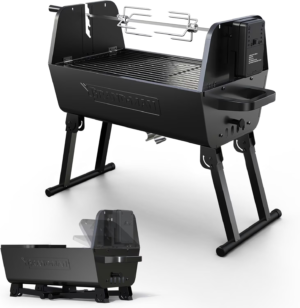 Wejox© GrillMaster – 2-in-1 Portable Charcoal Grill & Rotisserie Grill with Motorized Spit