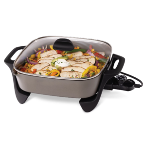 Wejox© ChefMate – 12-Inch Ceramic Electric Skillet with Glass Cover, 1250W