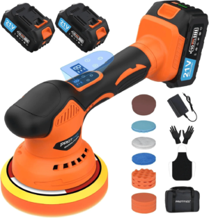 Wejox© AutoShine Cordless 6-Inch Car Buffer & Polisher Kit – 2 Batteries, 8-Speed Control, Professional Car Polishing Tool | Polishing Machine