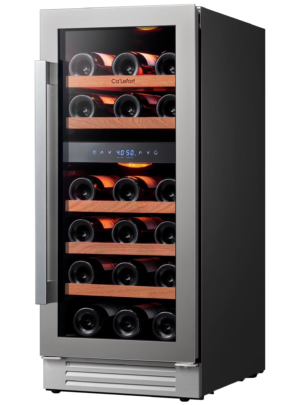 Wejox© WineChill – 15-Inch 28-Bottle Dual Zone Wine Refrigerator with Glass Door